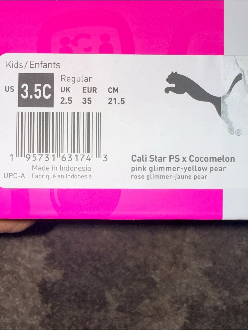PUMA x CoComelon Cali Star Nina Pink Kids Sneakers 3.5C NEW